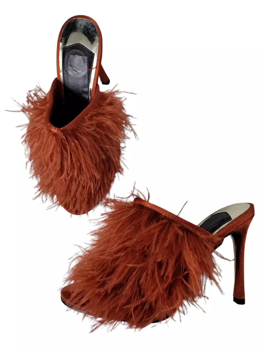 Orange store feather heels