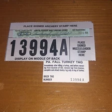 Vintage 1988 Penna. Adult Resident Hunter Lic.  A13994 Display On Middle Of Back