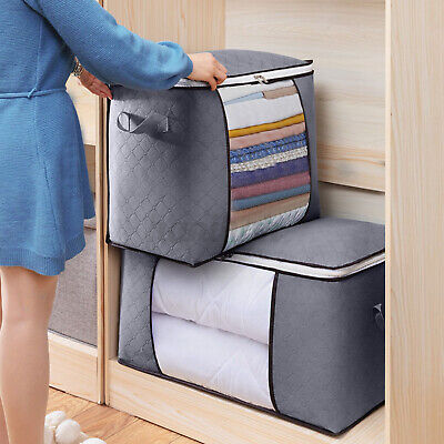 Buy 4PCS Clothes Storage Bags Zipped Organizer Underbed Wardrobe Cube Closet Boxes