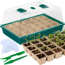 Seed Starter Tray with Humidity Dome & 48 Peat Pots - Plant Germination Kit