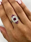 Oval Ruby Lab Created Diamond Ring Art Deco Antique Style 1.89 CT In 925 Silver