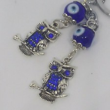 New Good Luck Owl Keychain Blue Crystal Evil Eye Silver Protection tailsman owls