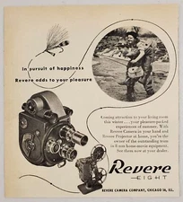 1946 Print Ad Revere Eight Movie Cameras Fly Fishing Couple Chicago,Illinois