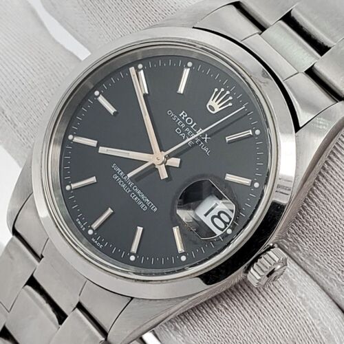 Rolex Oyster Perpetual Date 34mm Black Index Dial Steel Oyster Watch 15200