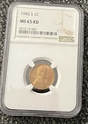 1945-S Lincoln Wheat Penny NGC MS-65 RD