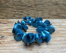 Unusual Blue Bead Cha Cha Bracelet/Acrylic/Plastic/Beaded/Vintage Style