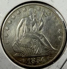 1854-O with arrows Seated Liberty Half Dollar Old Cleaning