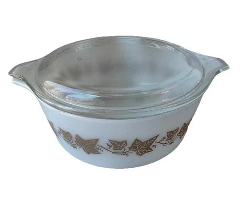 Vintage Pyrex #472 Sandalwood Casserole Dish 1 1/2 Pint Bowl with Glass Lid