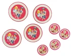 Vtg Tea Set Plates Tin Litho Ohio Art Company Set Of 8 Sundae Couple Pink 70s