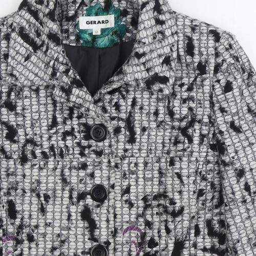 Gerard Womens Multicoloured Geometric Pea Coat Size 12 Button - Picture 7 of 12