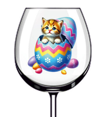 12x bunte Ostern Katze Eier Vinyl Aufkleber Abziehbild Becher Weinglas Flasche Auto