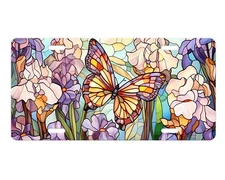 Stain Glass Butterfly Aluminum Front License Plate Car Accessory Vanity