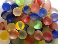 25 X 16mm FROSTED RAINBOW GLASS  MARBLES-Traditional children's game/Party Bags