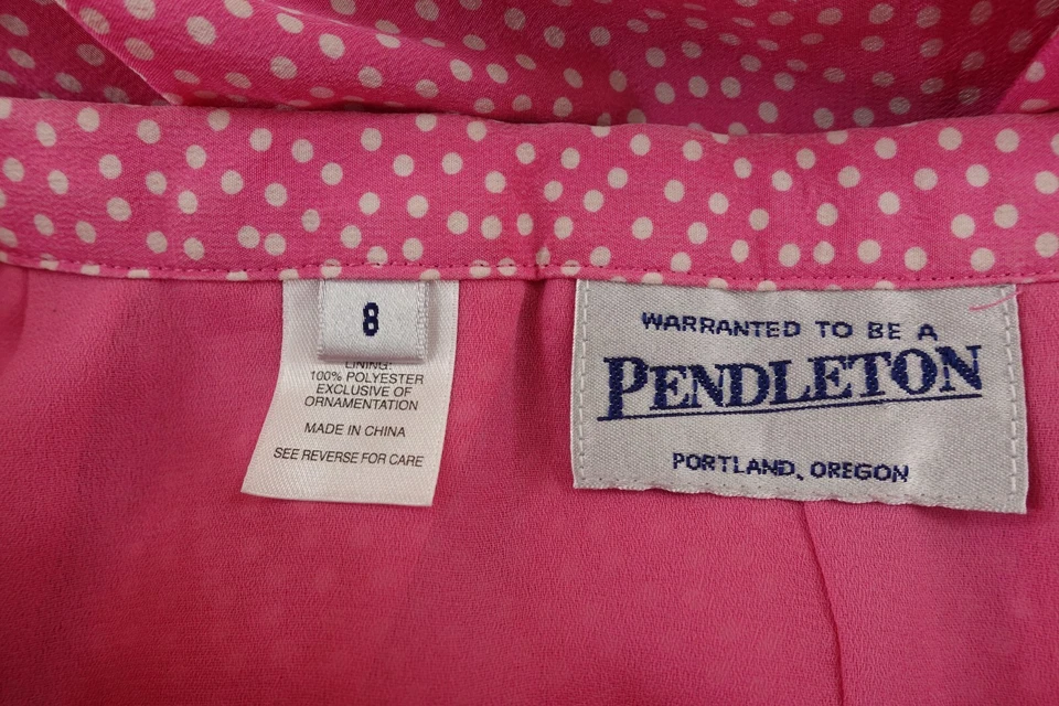 Pendelton Mujer Talla 8 Rosa Lunares 100% Seda Plisado Acento Una Línea Falda Nueva Foto 2 de 4