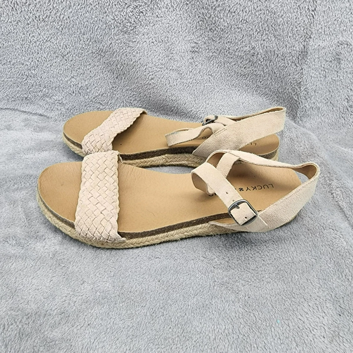Lucky Brand Shoes Womens 8.5 Genette Tan Suede Strappy Espadrille