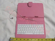 Slim Pink PU Leather Case Cover w Stand Keyboard USB 2.0 For 7-8" Android Tablet