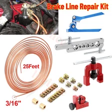 Brake Line Pipe Repair Kit 3/16 25ft Copper Pipe Flaring Tool + 22 Nuts Fittings