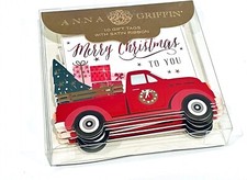 ANNA GRIFFIN RED FOIL EMBELLISHED MERRY CHRISTMAS 3D GIFT TAGS SET OF 10