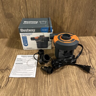 Bestway Sidewinder 12V Air Pump Inflator Fan Unit DC w/3 Size Adapters NEW
