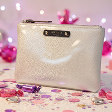 Kate Spade Silver Glitter Vinyl Pouch Compact Makeup Bag Case