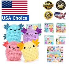 Ultimate Crochet Starter Set with 10 Yarns, Safety Eyes, and 4 Adorable Axolotls