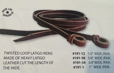 Twisted Loop End Latigo Leather Split Reins