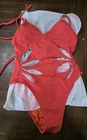 NWT Robin Piccone Ava S Open Petal Cut Out 1pc Red Swimsuit 129679