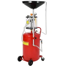 20 Gallon Oil Drain Tank,Adjustable 38–63",Mobile Waste Oil Drainer w/ Tool Box