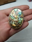 Vintage Silver Abalone Hinged Pill Coke Powder Snuff Box Case 2" (Long)