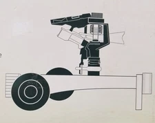 Pulsating Impact Sprinkler With Zinc Base And Wheels Vtg 12 in Quality Rare Vtg