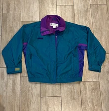 Columbia Bugaboo Jacket Womens L Green Full Zip Snap Long Sleeve Ski 90s Retro