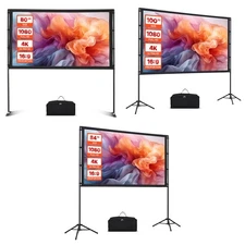 Uimoso Projector Screen with Stands 80/84/100 In 160° Viewing Angle 4K HD, 16:9