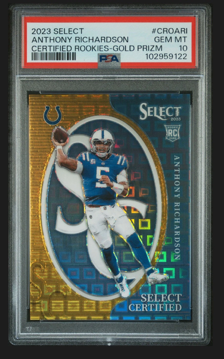 Anthony Richardson Panini Select Certified Rookies #CROARI Gold