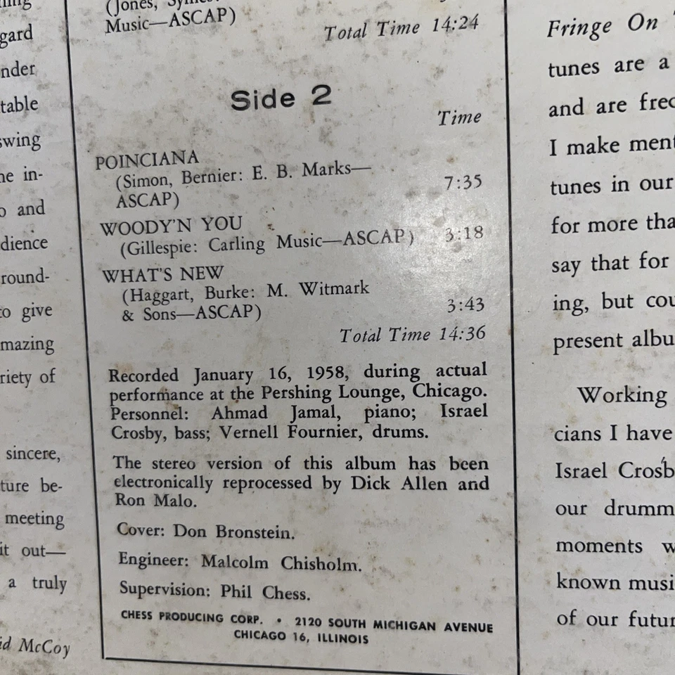 Ahmad Jamal Trio At The Pershing But Not For Me 1958  LP-628 VG+  - Image 3 of 4