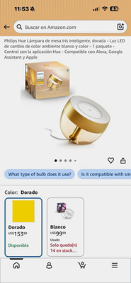 Philips Hue Iris Table Lamp Special Edition Gold LED Color Changing