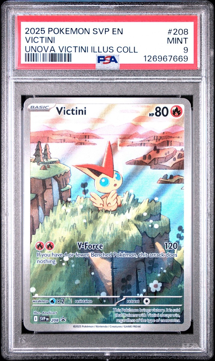 PSA 9 Victini Illustration Rare #208 2025 Pokemon Black Star Promo