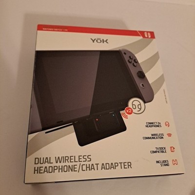 Yok Dual Wireless Headphone Chat Adapter Black Headset Audio Connect Easy Setup