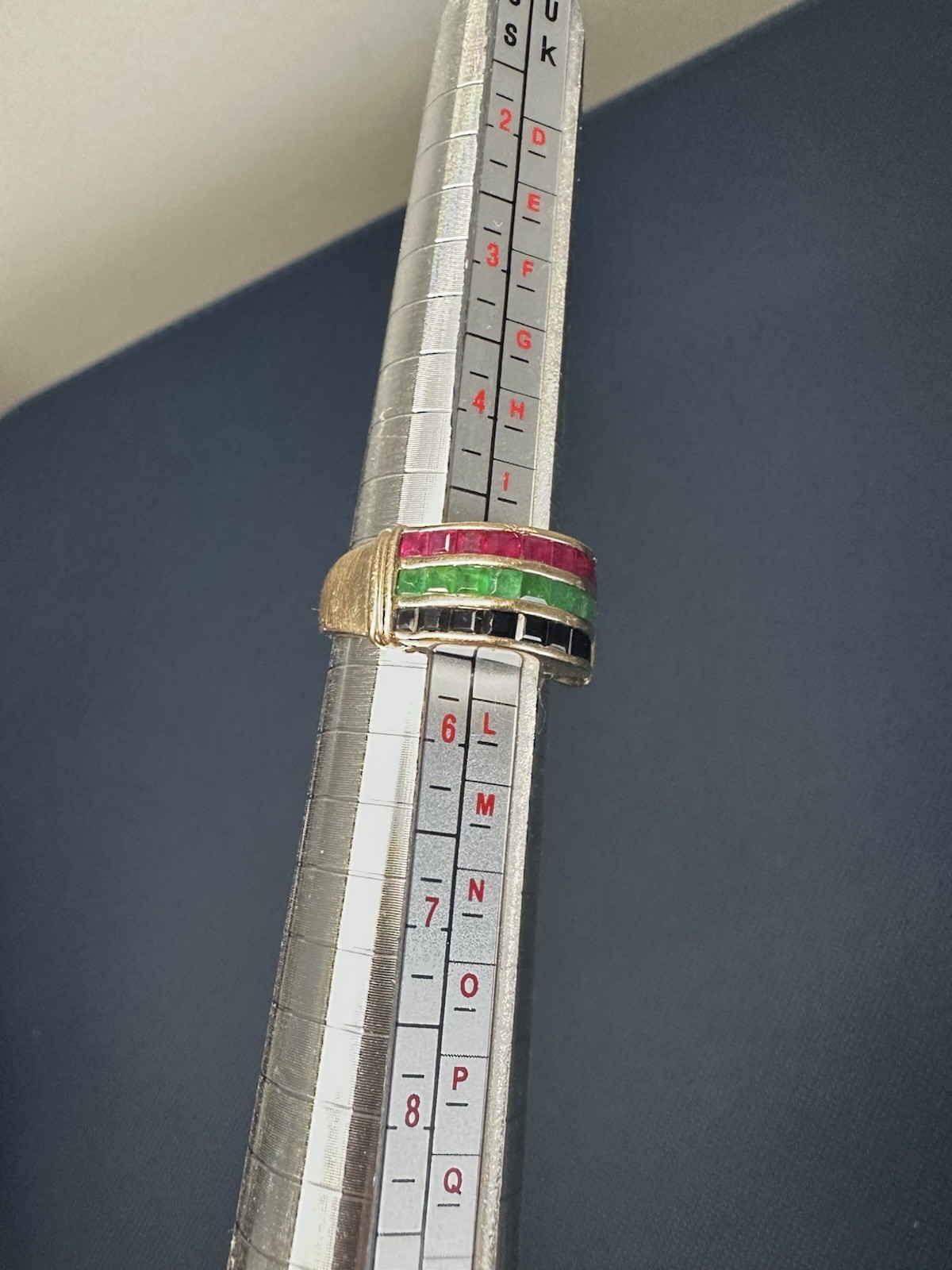 14k Solid Gold Natural Emerald, Ruby, Sapphire Ri… - image 4