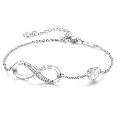 Damen Armband Silber 925 Herz Unendlichkeit Kristalle Valentinstag Geschenk