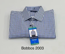 Nautica Men's Performance Slim Fit Dress Shirt, Blue, XL (17-17.5, 32/33)