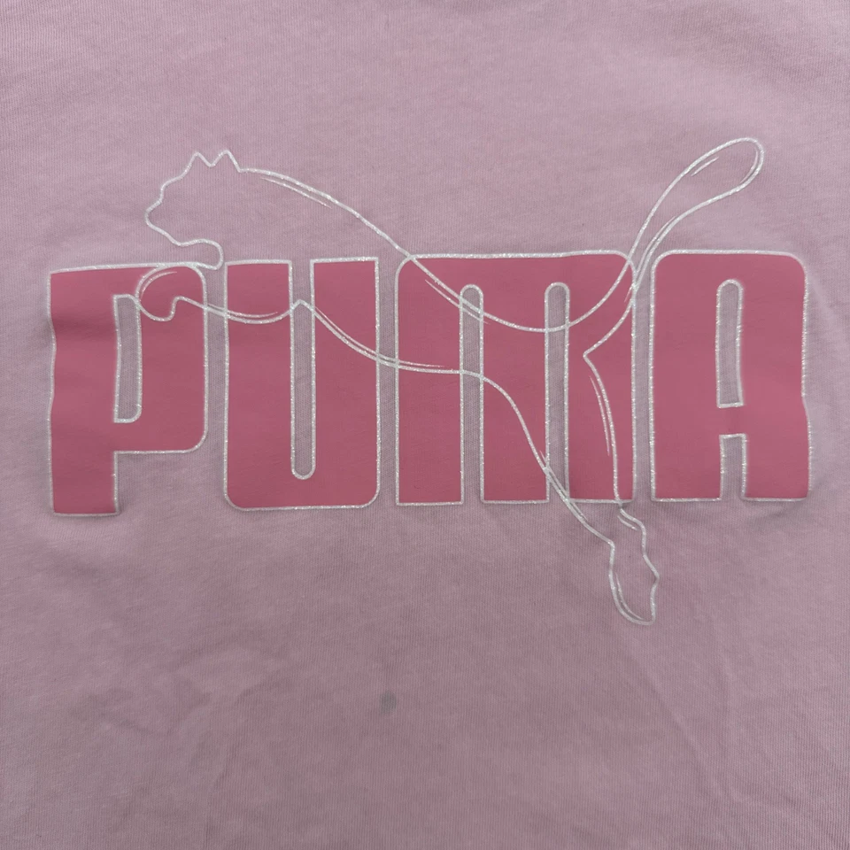 Camiseta Puma Jóvenes Niñas Talla M 10-12 Rosa Estampado Gráfico Logo Brillo... #24595 Foto 2 de 4