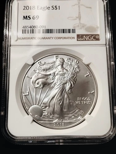 2018 American Silver Eagle $1 NGC MS69 Brown Label