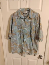 Sostanza Fashion Police XL Men's Vintage Abstract Cotton Button Shirt Blue