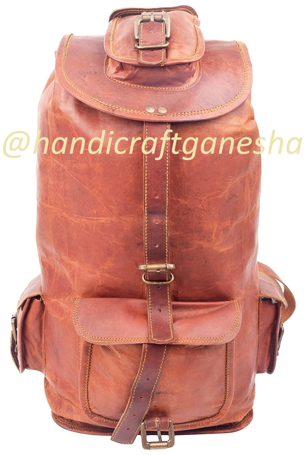 19" Men's Travel Soft Leather Cool Backpack Laptop Hiking Shoulder Rucksack Bag