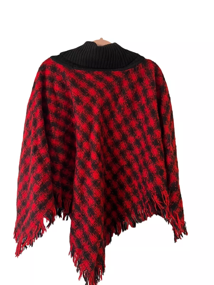 Plaid pullover poncho sale