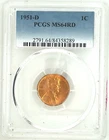 1951-D  1C Lincoln Wheat Cent PCGS MS 64 RD