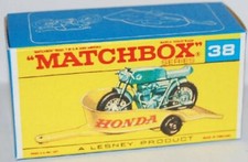 Matchbox Lesney No  38 Honda Motorcycle & Traile  empty Repro D
