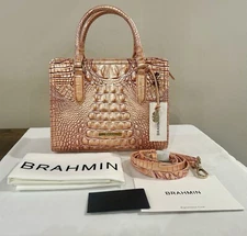 Brahmin Cami Apricot Rose Melbourne Leather Crossbody Satchel  NWT