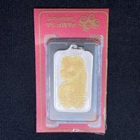 Pamp Suisse 1/2 Oz. Silver Bar Pendant w/ Gold Inlay Lady Fortuna in Assay