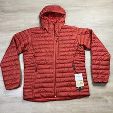 Rab Microlight Alpine Down Jacket Full Zip Hooded Tuscan Red Mens Size XL NWT